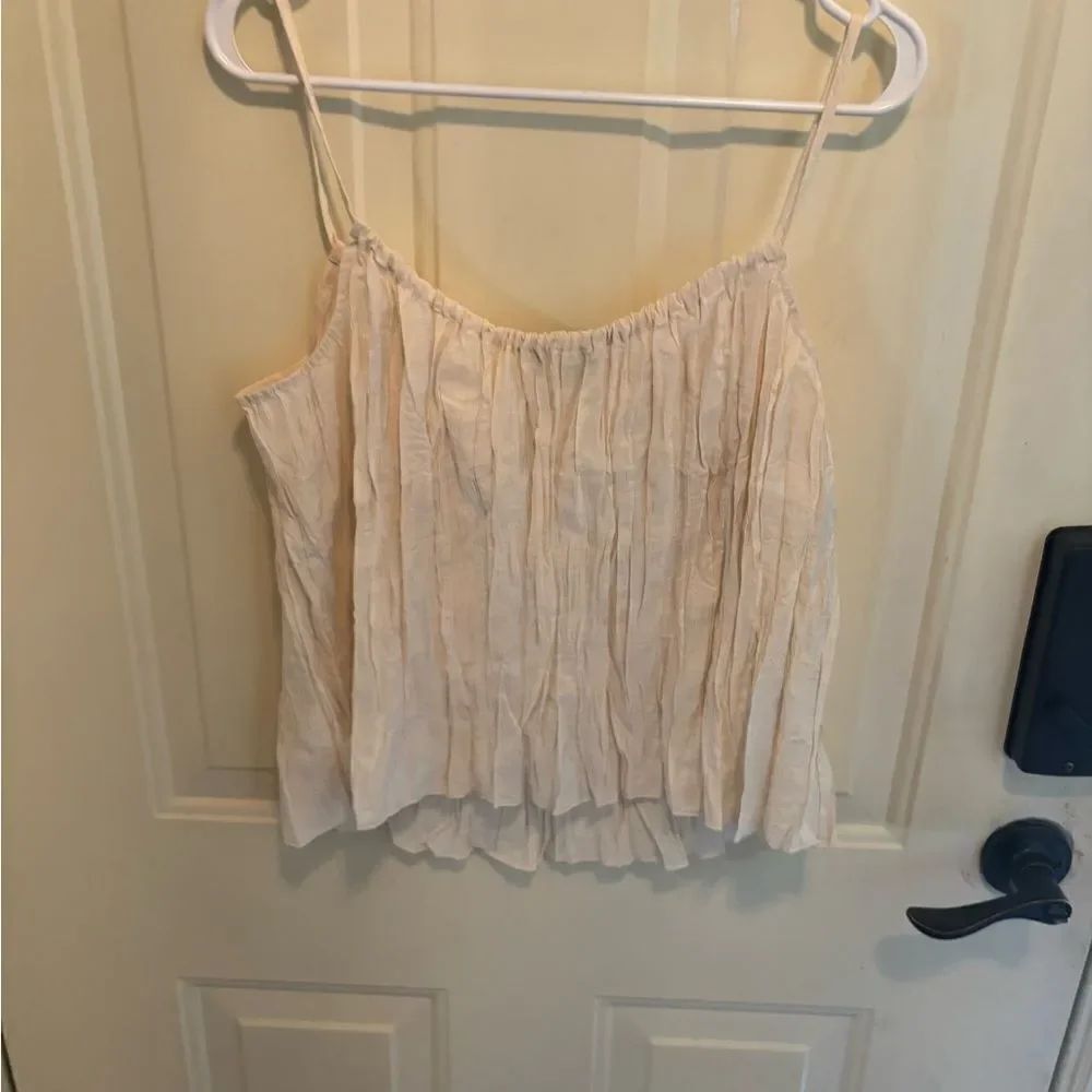 J Crew Cream Crinkle Spaghetti Strap Top - Picture 4 of 6